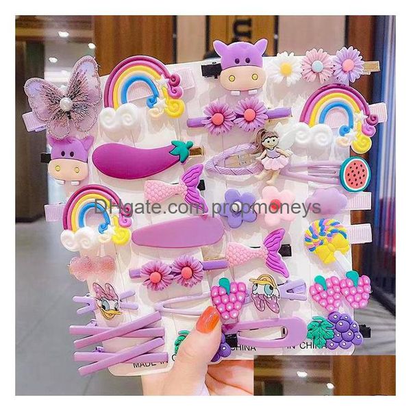 Acessórios de cabelo Crianças Hairpins Meninas Coreia Bonito Princesa Flores Juvenil Side Clip Bangs Conjunto de 14 peças de bebê, crianças Maternidade Ac Dhxzl