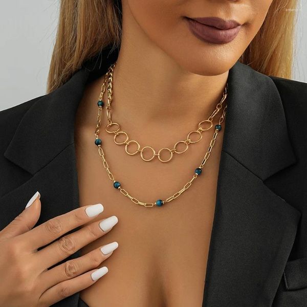 Ожерелья с подвесками из натурального камня, двухслойное ожерелье, модное винтажное ожерелье для женщин, нишевые конструкции, универсальные женские подарки для вечеринок, оптовая продажа