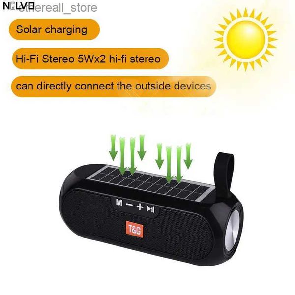 Alto-falantes de telefone celular portátil duplo chifre alto-falante hifi estéreo sem fio caixa de som solar bluetooth alto-falante soundbar rádio fm para atividades ao ar livre q231021