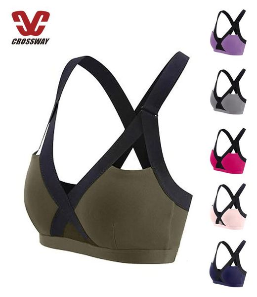 Frauen Sport-Bh Yoga Unterstützung Sommer Criss Cross Abnehmbare Pad Mode Lila Navy Be Nylon Fitness Gym Workout Laufen Bra5000636