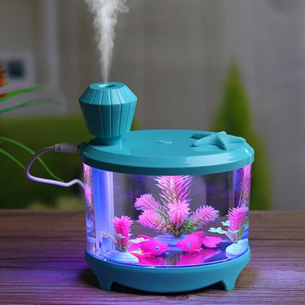 Steamer Beautiful Fishtank Umidificatore 460ml Diffusore USB di grande capacità Home Office Desktop Colorato Luce notturna morbida Air 231020