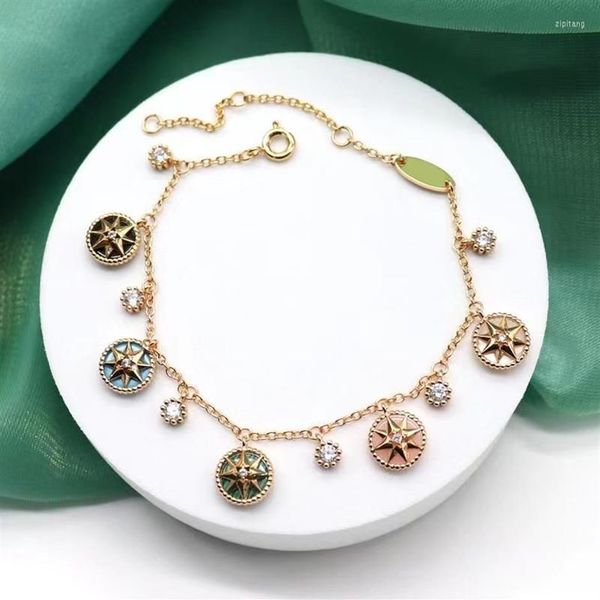 Braccialetti con ciondoli Design della moda Gioielli per ragazze di lusso Catena d'oro di buona qualità Bracciale multi-bussola per le donne Strass Decor Acc251c