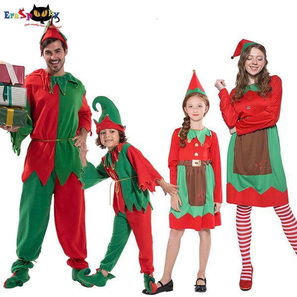 Cosplay Eraspooky Family Claus Erwachsenen-Elfenkostüm für Kinder, Weihnachtsmann-Helfer, Kostüm, Weihnachten, Karneval, Party, Girlcosplay