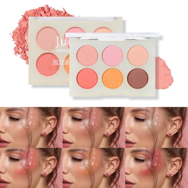 Trucco opaco naturale a lunga durata Blush Trucco per il commercio estero Nuovo trucco cosmetico Ombretto tridimensionale Tavolozza di fard a sei colori