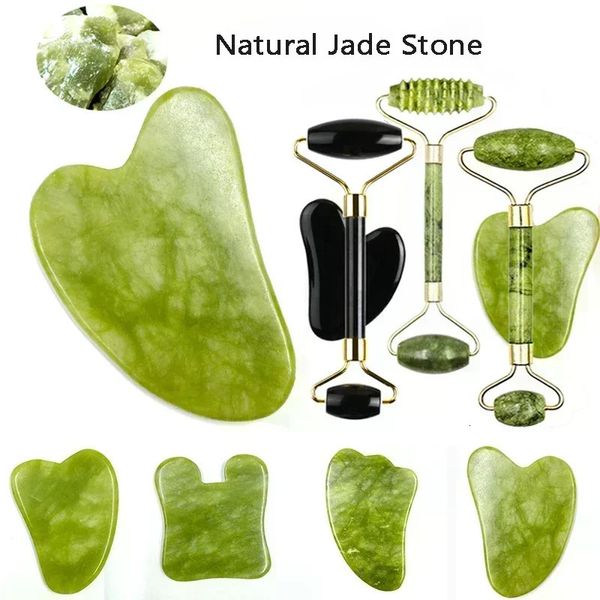 Beinmassagegeräte Natürliche Jade Gesichtsmassagegerät Gua Sha Stein Guasha Masaje Board Akupunkturpunkt Augenpflege SPA Werkzeug Massage Visage 231020