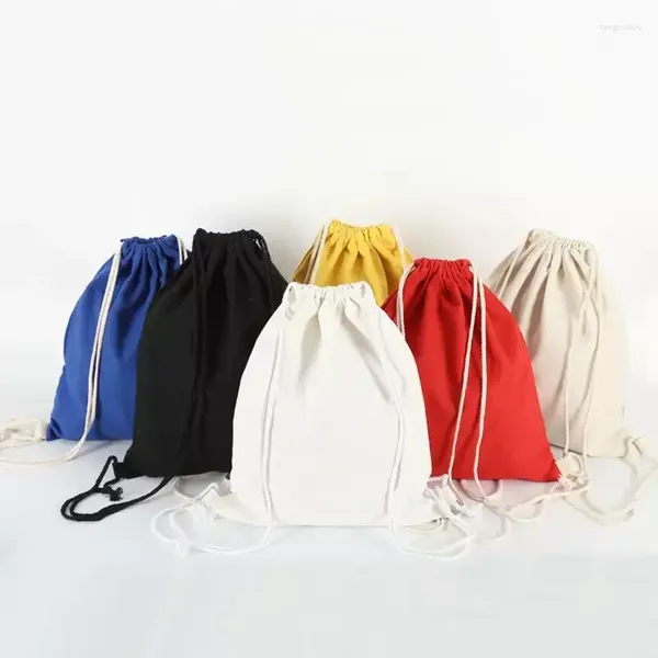 Sacos de compras 100 pçs/lote Promocional Cordão Mochila Saco de Algodão Com Personalizado Para Sutdents/Armazenamento