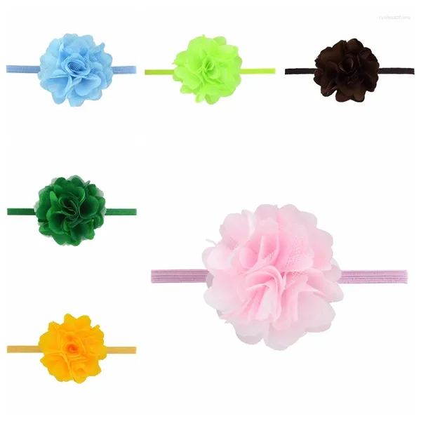 Haarschmuck 6 teile/los 5 CM Mode Handgemachte Net Garn Blume Haarband Kinder Elastisches Stirnband Baby Mädchen Kopfbedeckung Pographie