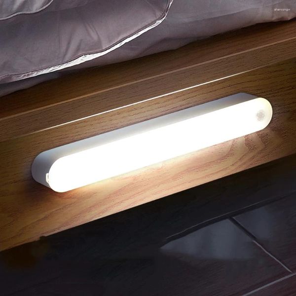 Luci notturne Sensore di movimento umano Luce a LED senza fili Cucina Casa Camera da letto Armadio Guardaroba Lampada da armadio Corridoio WC