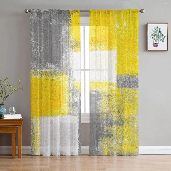 Tenda Giallo Mosaico Colore Arte Astratta Tende di Lusso per Soggiorno Camera da Letto Cucina Moderna Decorazioni per la Casa Bambini Finestra Treatme