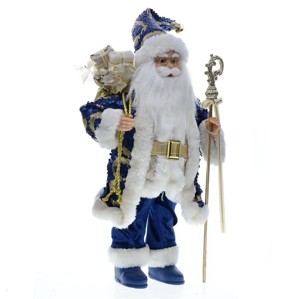 Decorações de Natal 2023 45cm Papai Noel Azul Lantejoula Boneca Ano Presente Infantil Decoração de Árvore Liquidações Loja Janela Ornamento 231019