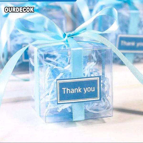 Подарочная упаковка, 100 шт./лот, прозрачная квадратная коробка для подарка на день рождения из ПВХ, держатель для свадебных сувениров, прозрачные коробки для шоколадных конфет 5x5x5 см 231020