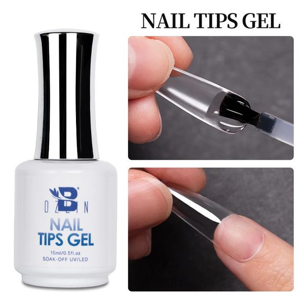 Smalto per unghie BOZLIN 15ML Consigli Colla Gel per falsi Estensione rapida 3 IN 1 Funzione Nails Art Trasparente Soak Off UV 231020