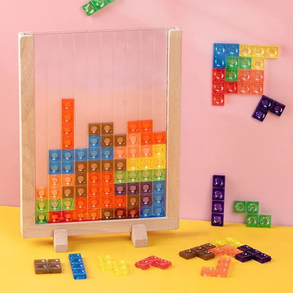 Accessori per la casa delle bambole Creativo tridimensionale russo Gioco da tavolo 3D Tangram Matematica Giocattoli Blocchi di costruzione Bordo Educativo per bambini 231019