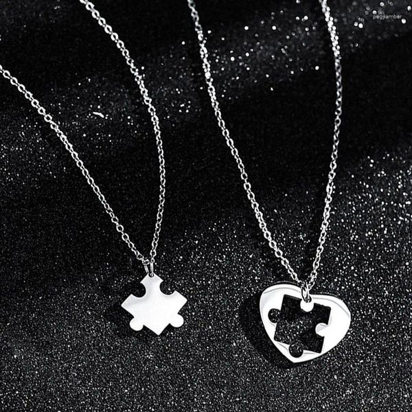 Collane con ciondolo 2 pezzi/set puzzle d'amore collana di coppia hip hop punk a forma di cuore cuciture per donne uomini amicizia gioielli regalo