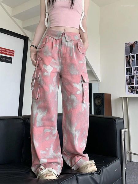 Damenhosen Frauen Y2k Hip Hop High Street Casual Overalls Camouflage Baggy Wide Leg American Retro Sweet Cargo Junk