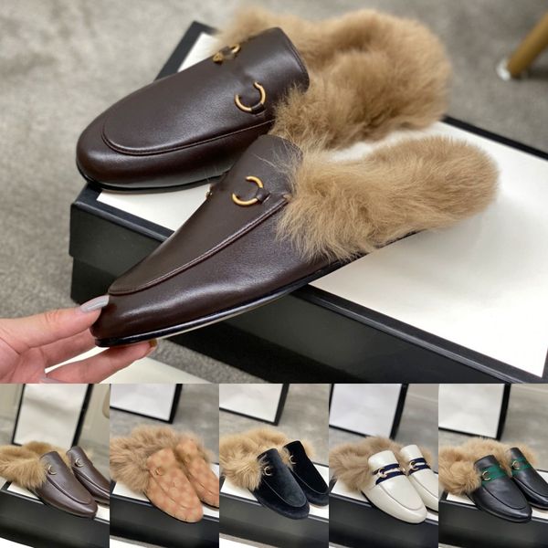 Princetown Mule-Schuhe aus echtem Leder, goldfarbene Schnalle, Damen-Slipper mit Pelzfutter, Samt-Canvas-Hausschuhe, flache Slides, Lammfell-Innensohlen, Kleiderschuh, geschlossene Zehensandalen