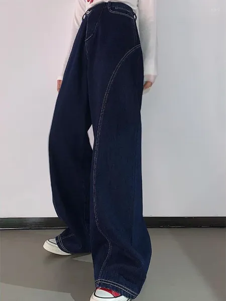 Jeans da donna HOUZHOU Hippie Harajuku Oversize Gamba Larga Donna Y2K Pantaloni Coreani in Denim Larghi Linea Femminile Decorazione Jean Pantaloni Larghi