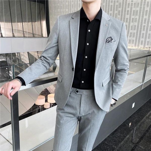 Erkek Suit 2023 Suit (Suit Pantolon) Moda Damat Düğününün Kore Versiyonu