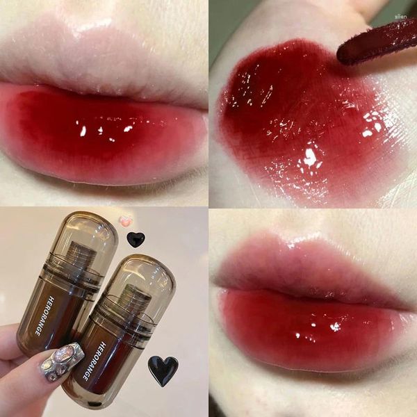 Lip Gloss Preto Espelho Glaze Batom de Vidro de Longa Duração Água À Prova D 'Água Antiaderente Copo Matiz Hidratante Maquiagem