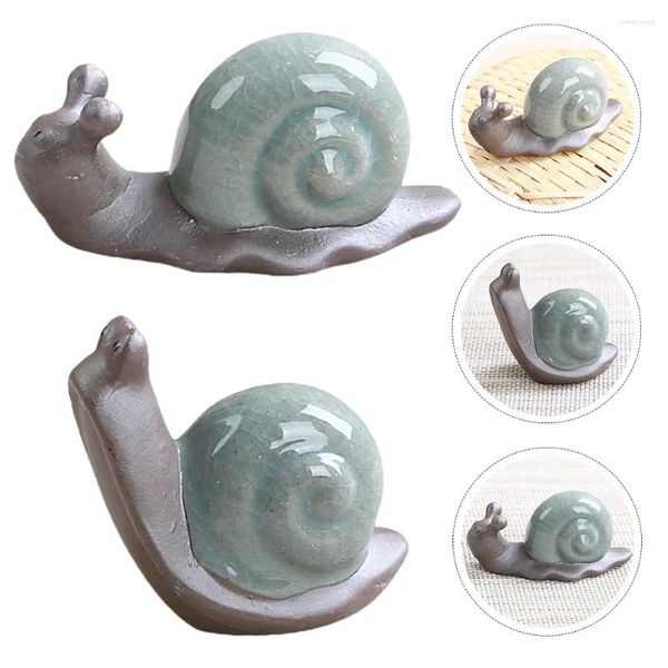 Set di stoviglie da tè 2 pezzi modello di animale domestico decorativo per ornamento a forma di lumaca in ceramica creativa