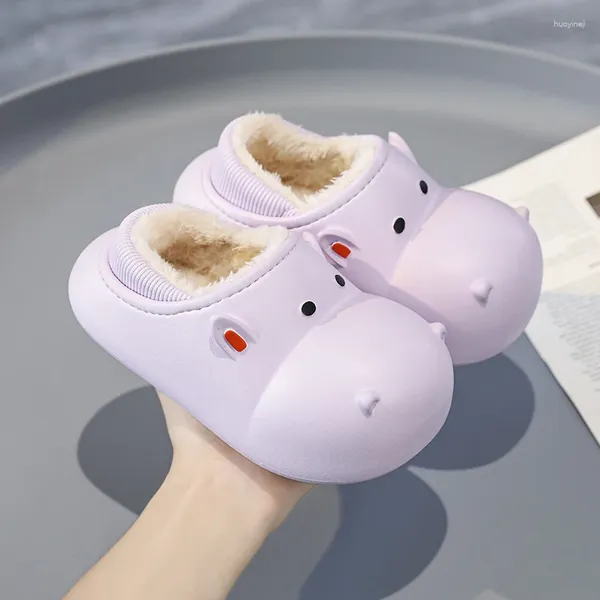 Pantofola Cartoon Bambini Inverno Ragazzi Scarpe di cotone Simpatico ippopotamo da 4 a 8 anni Bambini Coperta Caldo Peluche Comfort Ragazze