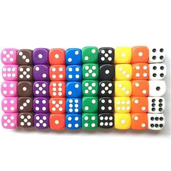 Atividades de jogos ao ar livre 10pcs de alta qualidade de 16 mm Multi -Color Spot Spot D6 jogando dados de dados Oppa para o jogo de tabuleiro do bar de clube de bar 231020