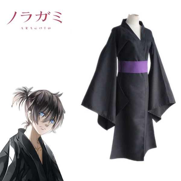 cosplay Yato Kimono Cosplay Noragami Anime giapponese Nero Tute da combattimento Costumi con cintura cappotto Popolare unisex adulti Costumecosplay