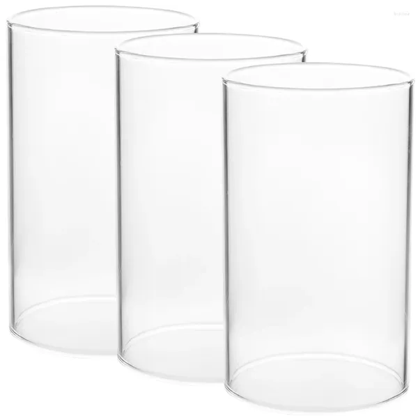 Castiçais 3 Pcs À Prova de Vento Abajur Home Titular Mesa Decoração Shades Clear Vidro Cobre Velas Bulk Suprimentos Suporte