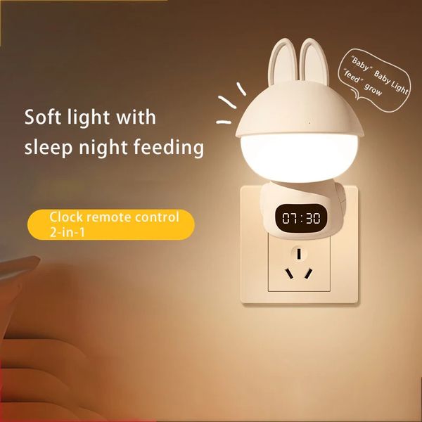 Paralumi Simpatica luce notturna a LED Lampada per la protezione degli occhi per l'allattamento del bambino Lampada da comodino per la camera da letto con telecomando plug-in 231019