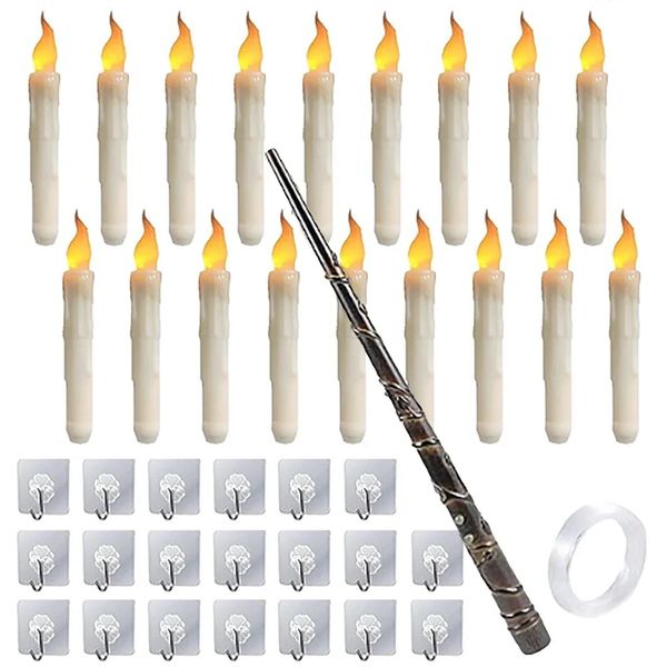 Свечи 1220 шт., волшебные беспламенные плавающие свечи с палочкой, светодиодные с дистанционным управлением, мерцающие подвесные свечи, украшение для домашней вечеринки 231019