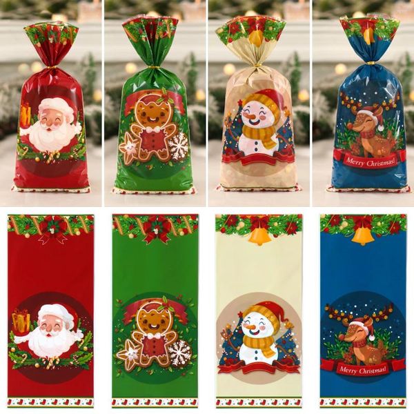 Decorações de Natal 25/50 / 100pcs Saco de doces Feliz para casa 2023 Navidad Noel Sacos de presente Ano de Natal 2024