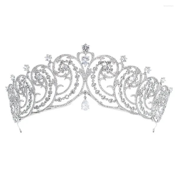 Grampos de cabelo clássico zircônia cúbica casamento nupcial princesa real tiara coroa feminina acessórios de jóias de baile ch10296