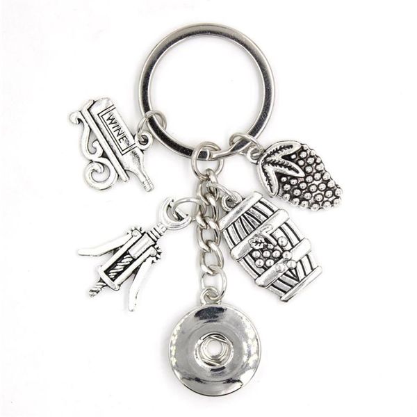 Neue Ankunft DIY austauschbare 18mm Snap Schmuck Wein Schlüsselanhänger Druckknopf Schlüsselanhänger Handtasche Charme Schlüsselanhänger Weinliebhaber Geschenke für 279D