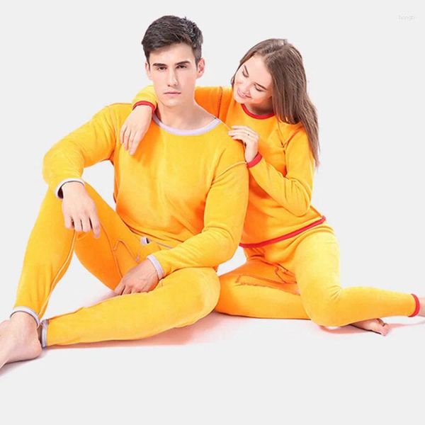 Roupa interior térmica masculina conjuntos de mulheres dos homens inverno quente longo johns lã lã veludo calças superiores plus size pijamas