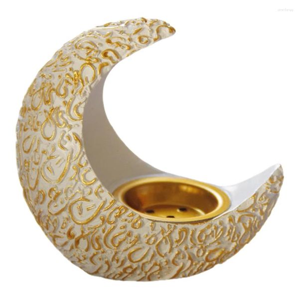 Lâmpadas de fragrância 1 pc decorativo doméstico queimador de incenso chique forma crescente resina incensário (branco)