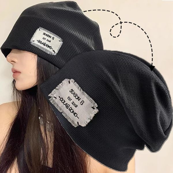 Cappelli a tesa larga Cappello a cuffia invernale con benna per uomo e donna Moda caldo colore solido Skullies Berretti Lettera Turbante casual Hip Hop Slouchy 231019