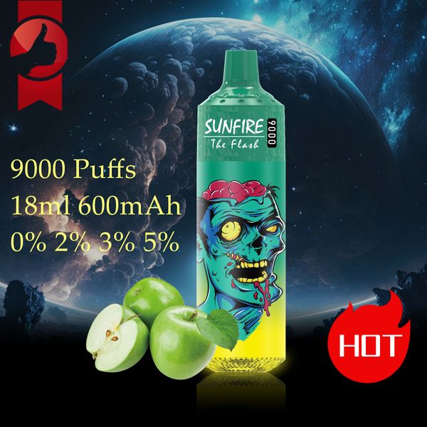 Sunfire 9000Puffs Einweg E Cigaretten Pod Device Kit wiederaufladbare Batterie 18ml Carts vorgefüllte Pods Dampf Big Puff 8k 9k 10k 12k Vapes 9000 10000 12000 Puffs