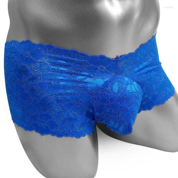 Cuecas Floral Lace Sexy Sissy Bolsa Calcinha Low Rise Porn Lingerie Mens Exotic Penis Gay Ver Através