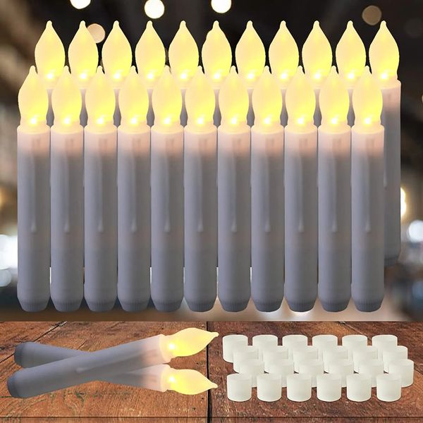 Свечи 12 шт. светодиодные беспламенные электронные свечи на батарейках конусные чайные свечи ночные для рождественского свадебного декора 231019