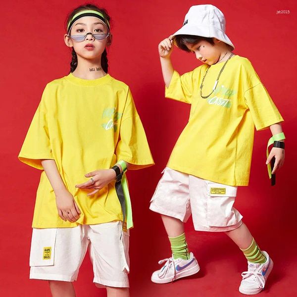 Bühne Tragen Hip Hop Kostüme Für Kinder Jazz Ballroom Dance Kleidung Mädchen Jungen T-shirt Shorts Hiphop Anzüge Outfit Dancewear