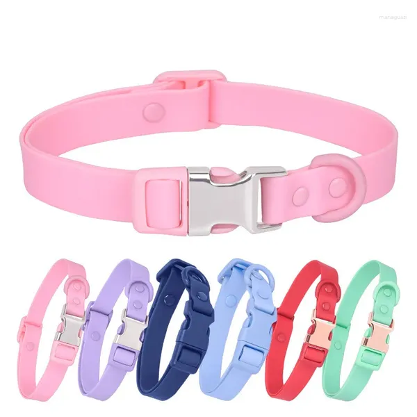 Hundehalsbänder Macaron-Farben Haustier-PVC-wasserdichtes Halsband mit Metallschnalle-Welpen-Schwimmen-Zugseil