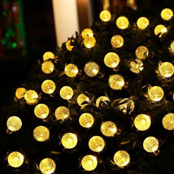 Altri articoli per feste ed eventi Lampade solari Sfera di cristallo 5M 20 LED luz Impermeabile colorata Bianca calda Fata luminosa Decorazione da giardino Led per esterni 231019