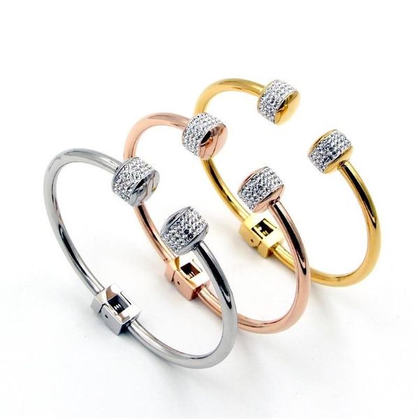 Модный браслет с бриллиантами и шариками, женский браслет в стиле панк из грязи, двойной титановый стальной браслет243Q