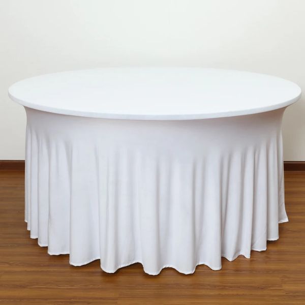 Pano de mesa Ruffled Round Spandex Wedding Covers Stretch Saia Linens Party Event Decoração 231019