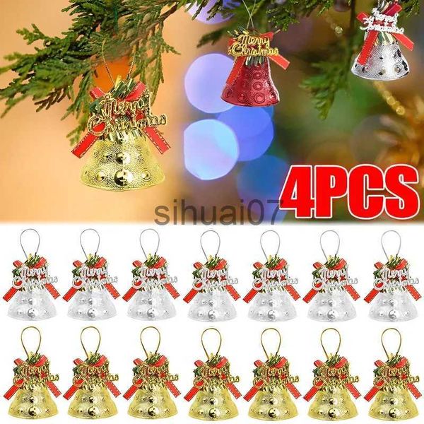 Decorazioni natalizie 4 pezzi Campane di Natale Ornamenti per la decorazione Jingle Bells per l'artigianato Decorazioni di perline per l'albero di Natale Giocattoli Decorazione fai da te x1020