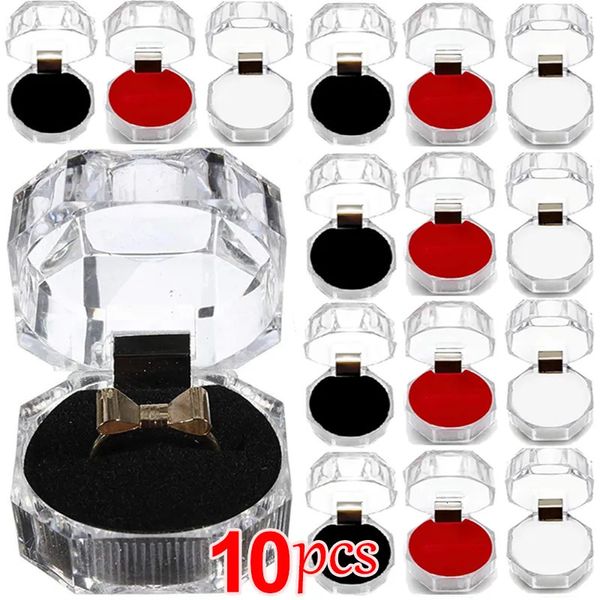 Schmuckschatullen 1 10 Stück Acryl-Kristall-Ring-Aufbewahrungsbox, Organizer-Hülle, transparentes Paket für Hochzeitsverpackung 231019