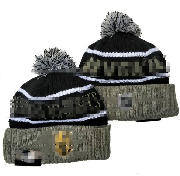 Berretti da uomo Cappelli da palla da hockey Vegas Golden Beanie Tutte le 32 squadre Lavorato a maglia con risvolto Pom Vancouver Berretti a righe Sideline Lana calda USA College Sport Cappelli in maglia Berretti da donna