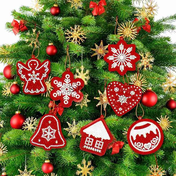 Weihnachtsdekorationen, 10 Stück, DIY-Weihnachts-Hängeornamente, voller Bohrer, spezielle Form, Diamantzeichnung, Weihnachtsbaum-Anhänger, Party-DIY-Dekoration x1020