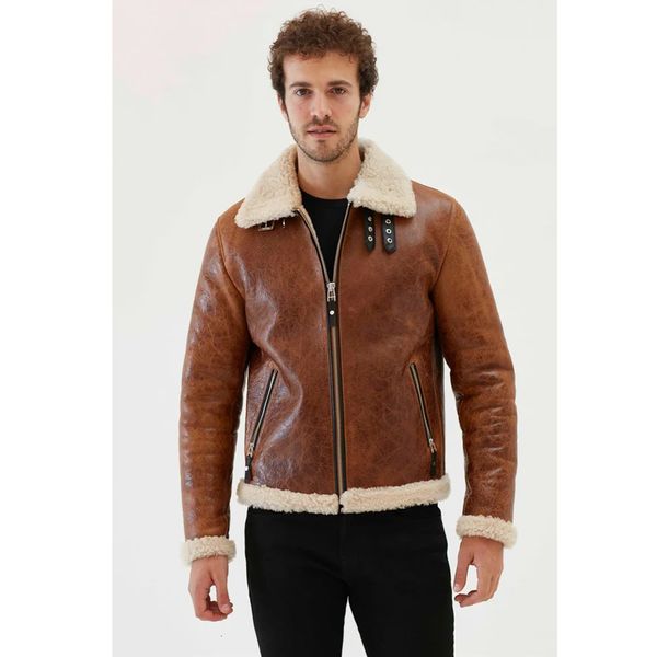 Herren Leder Faux Herren Shearling Jacke Türkei Schaffell Mantel Wintermäntel Kurz 231020