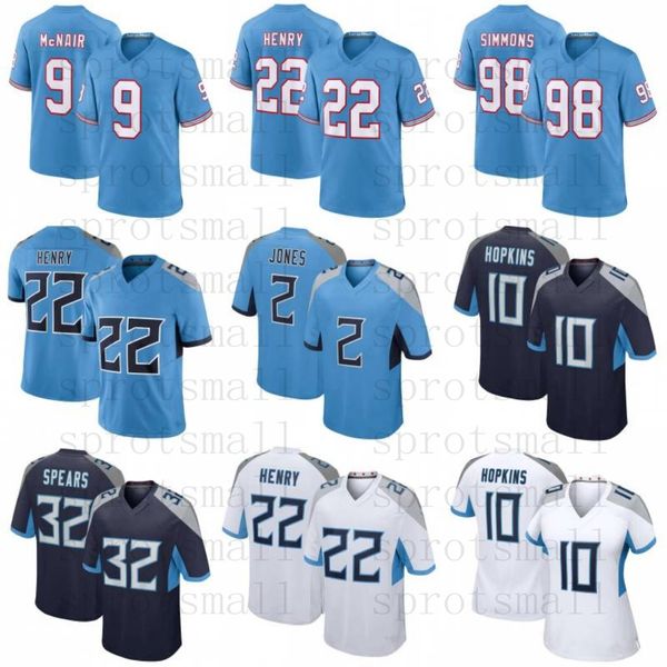 DeAndre Hopkins Camisa de futebol juvenil Derrick Henry Will Levis Jeffery Simmons Treylon Burks Ryan Tannehill Steve McNair Byard Eddie George Colton Dowell Spears